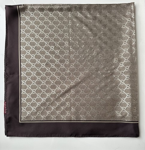 Gucci scarf silk brown - silk, logo