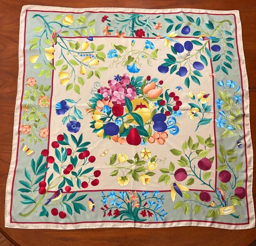 Gucci scarf silk beige - beige, green
