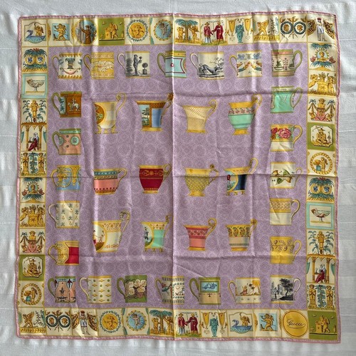 Gucci silk scarf cup pattern - scarf,